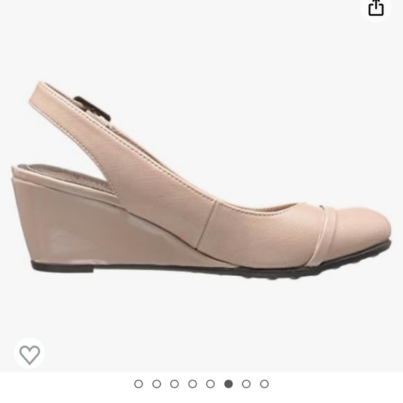 NEW Lifestride Nude Beige Leather sling back wedge shoe women’s 8.5 - Picture 2 of 9